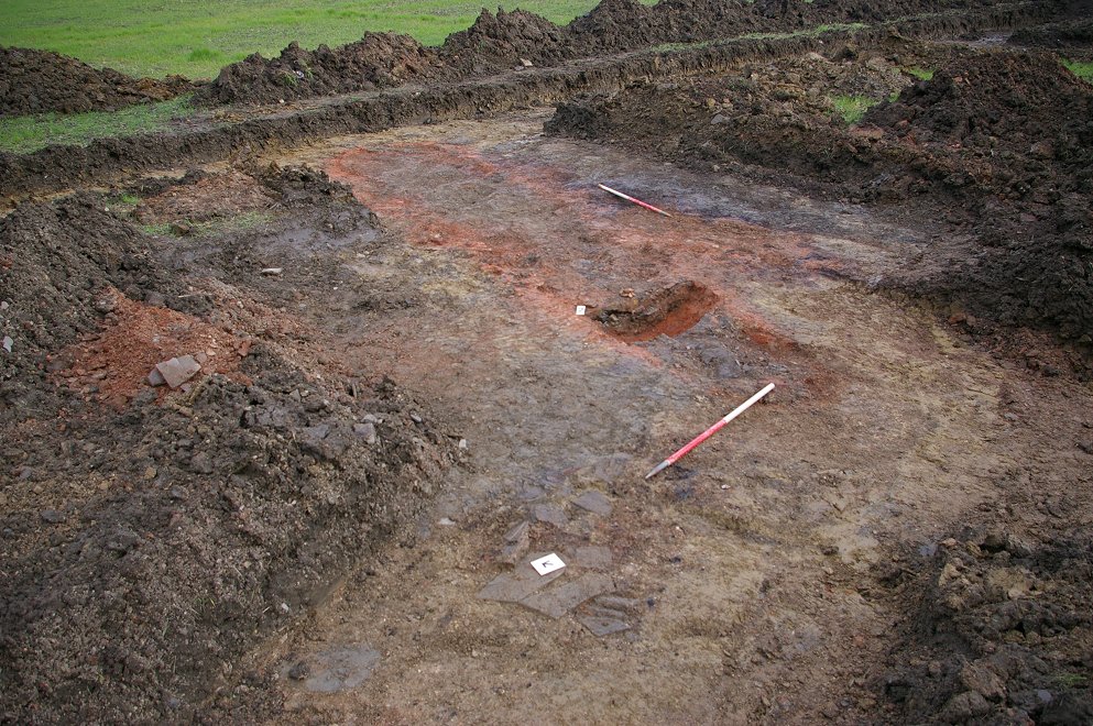 The remains of a 'sod' or clamp kiln.