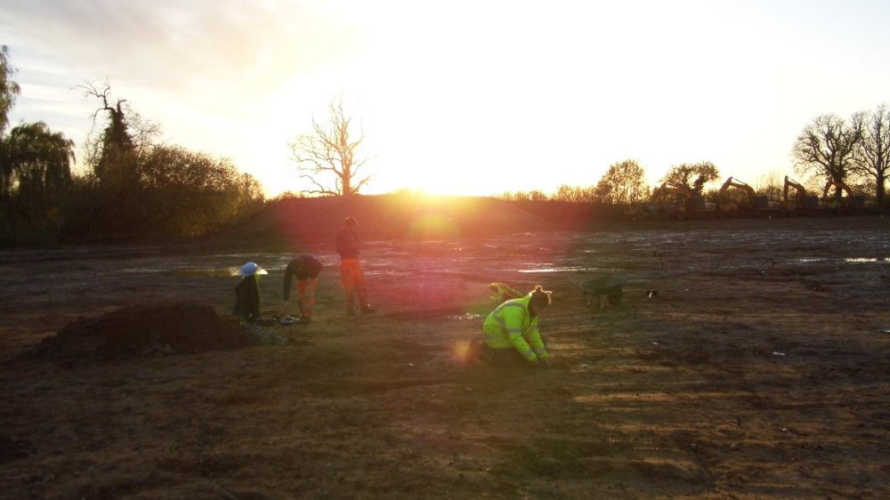 Excavating Enclosure A as the sun sets