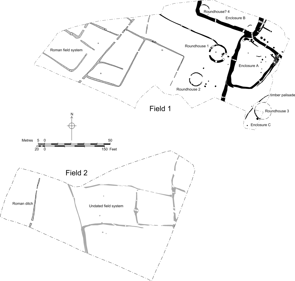 Plan of the Iron Age and Roman landscape.