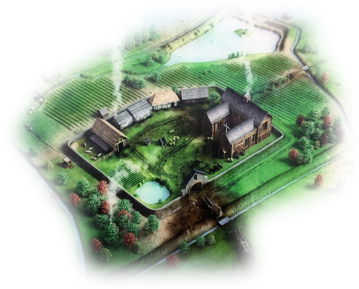 An artistic reconstruction of Castle Hill as it may have looked in the early 14th century.